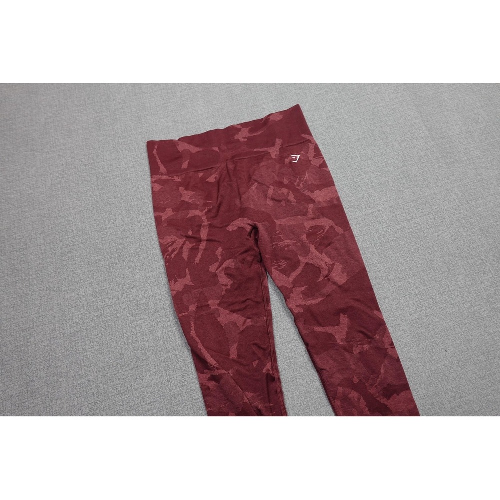Gymshark Leggings Womens Medium Red Camo High Rise Ankle Knit Yoga Pants Stretch